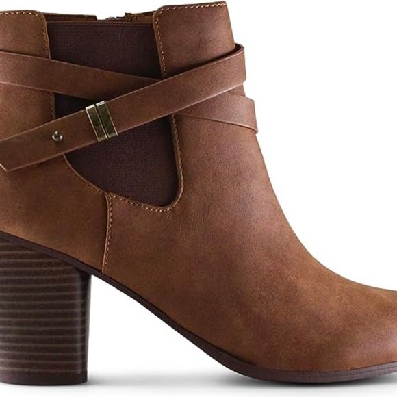 Women's Almond Toe High Chunky Block Stacked Heels Ankle Booties Boots - Picture 2 of 13